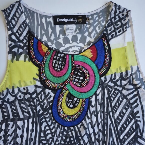Desigual x Christian Lacroix Natalia Colorful Beaded Sleeveless Mini Dress EU 42 - Picture 9 of 9
